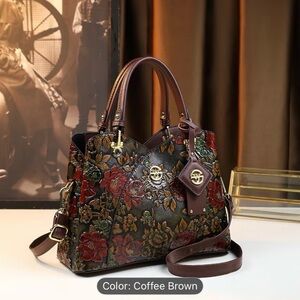 si wei ya Vintage Flower Pattern Luxury PU Leather Tote (Retail $200)